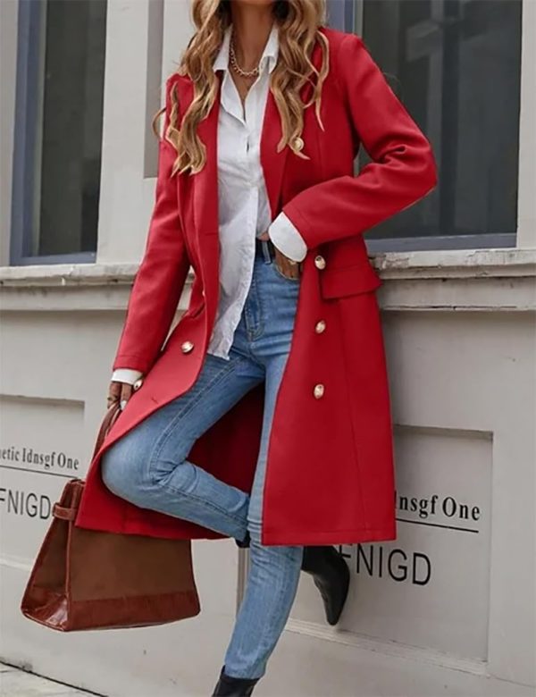 Womens Long Wool Coat for Women Fall Winter Trench Coat Trendy Jackets