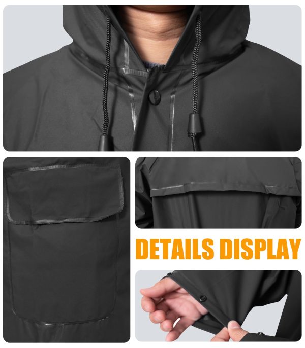 Long Raincoat for Adult Waterproof Lightweight Rain Jacket Reusable Rainwear