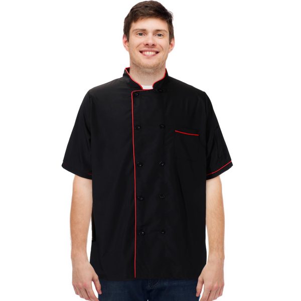 2 Pack Unisex Chef Coat Short Sleeve Chef Jacket Costume for Men Women