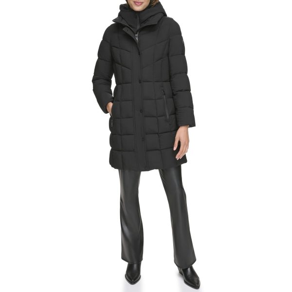Womens Bib-front Long Puffer