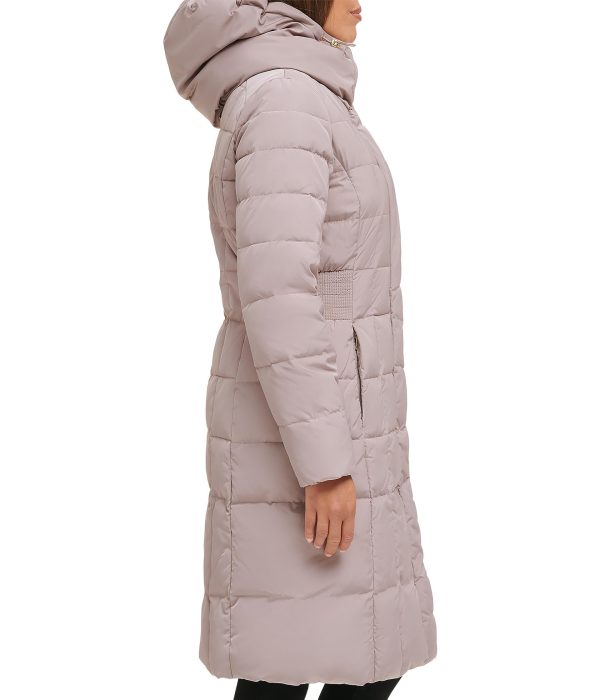 Women's Knee Length Hooded Quilted Down Coat