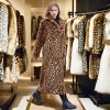 Women's Long Coat Faux Fur, Leopard print, warm, long sleeves, Fashion design, (Large size available)