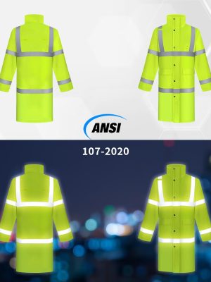 Hi Vis Rain Coat for Men & Women - Waterproof Jacket with Hood, Heavy Duty for Safety Work & Outdoor Activities, 3XL Yellow