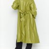 Women's Casual PU Leather Long Jacket Lapel Open Front Trench Coat with Belt