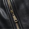Mens Double Collar Long Trench Coat Long PU Leather Jacket Parka (S-XL)