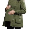 Womens Maternity 3 in 1 Thickened Outwear Fleece Lined Coat Winter Warm Hooded