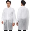 Disposable Lab Coats for Adults Pack of 10 White Coat 2 Pockets with Knitted Cuffs and Collar (Small-2XL)