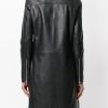 Women's Embedded Long & Shiny Black Lambskin Leather Jacket