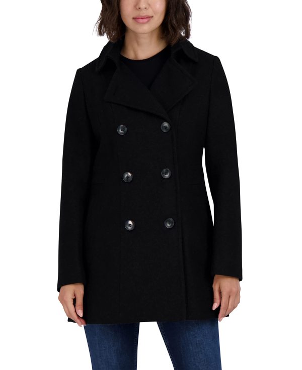 Women's Peacoat Wool Blend Double Breasted Winter Coat