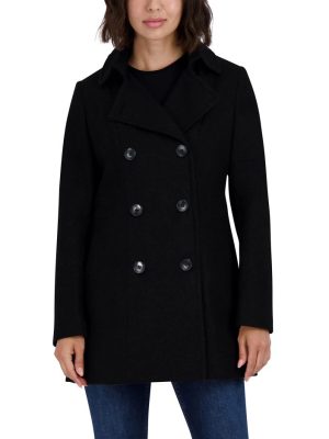 Women's Peacoat Wool Blend Double Breasted Winter Coat