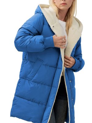 Womens Winter Warm Coats Sherpa Fleece Lined Long Hooded Puffer Jacket