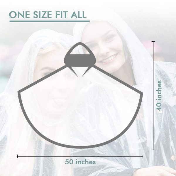 Rain Poncho with Hood for Adults, Disposable Rain Poncho Adult Emergency Raincoats Disposable
