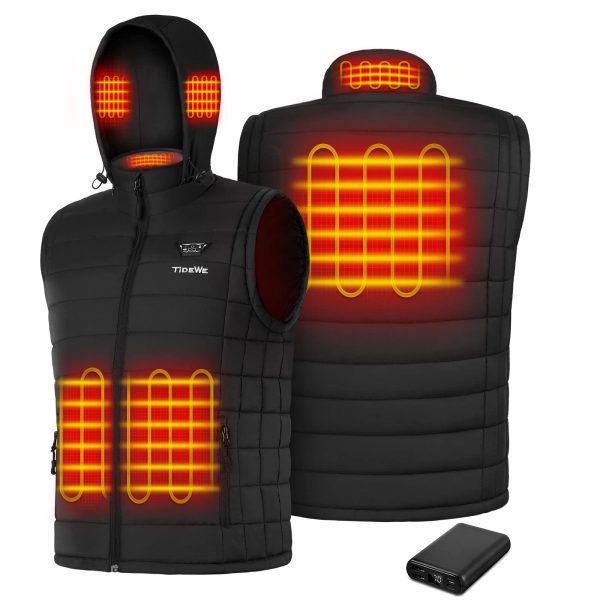 Men's Heated Vest with Retractable Heated Hood and Battery Pack for Hunting/Hiking (Black & Next Camo G2, S-XXXL)