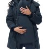 Maternity 3 in 1 Winter Coat Thicken Quilted Lined Warm Hooded Outwear Long Puffer Down Jacket Parka with Pockets