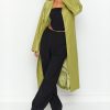 Women's Casual PU Leather Long Jacket Lapel Open Front Trench Coat with Belt