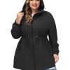 Women's Plus Size Long Hooded Raincoat Lightweight Waterproof Windbreaker Jacket