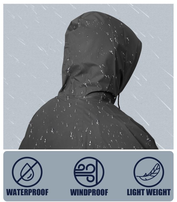 Long Raincoat for Adult Waterproof Lightweight Rain Jacket Reusable Rainwear