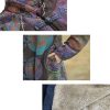 Women Winter Trench Coat Long Overcoat Printed Windbreaker Vintage Chinese Fleece Lined Warm Jacket