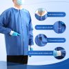 10-50 Pack Disposable Lab Jackets, SMS Medical Jackets/Coats for Men and Women, Knit Cuffs & Collar, 3 Pockets