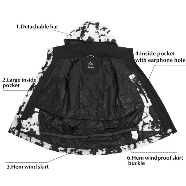 Women's Ski Jackets and Pants Set Snowboarding Snowsuit Snow Coat Hooded Waterproof Windproof