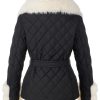 Women Faux Leather Suede Jacket Moto Biker Coat Sherpa-Lined Overcoat with Removable Belt
