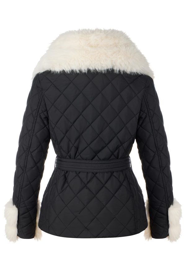 Women Faux Leather Suede Jacket Moto Biker Coat Sherpa-Lined Overcoat with Removable Belt