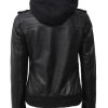 Leather Jacket Women - Real Lambskin Leather Jackets For Womens With Removable Hood