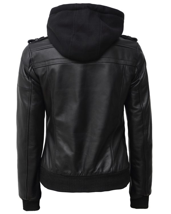 Leather Jacket Women - Real Lambskin Leather Jackets For Womens With Removable Hood