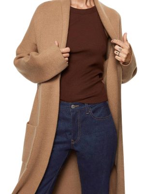 Womens Long Sleeve Maxi Cardigan Open Front Oversized Knitted Sweater Coat Casual Lapel Warm Overcoat with Pockets
