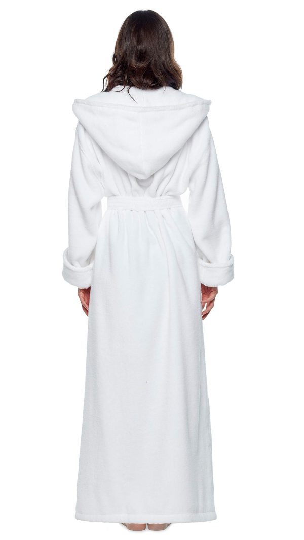 Womens Soft Twist Hooded Full Length Turkish Cotton Long Bathrobe