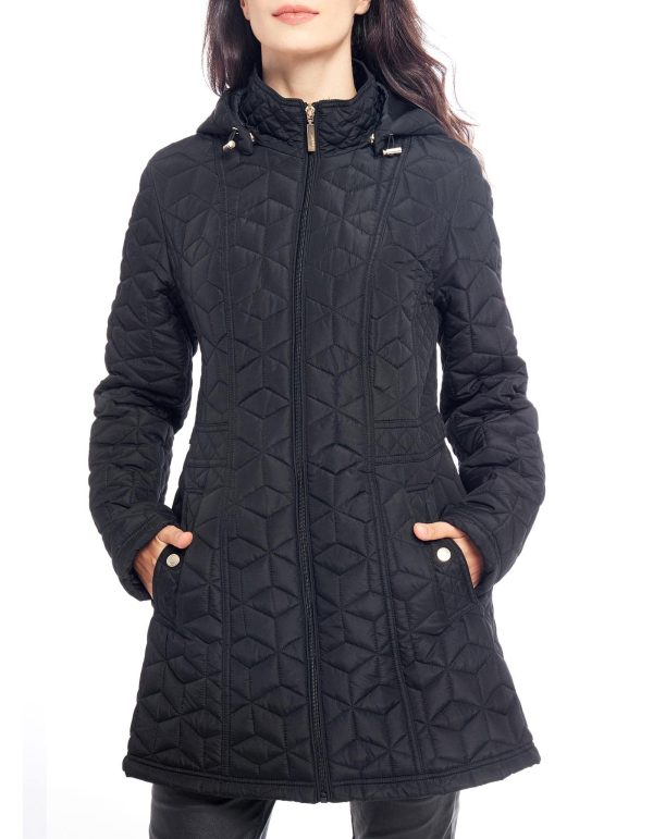 Womens Diamond Quilted Jacket Lightweight Padding Coat with Pockets, Regular and Plus Size