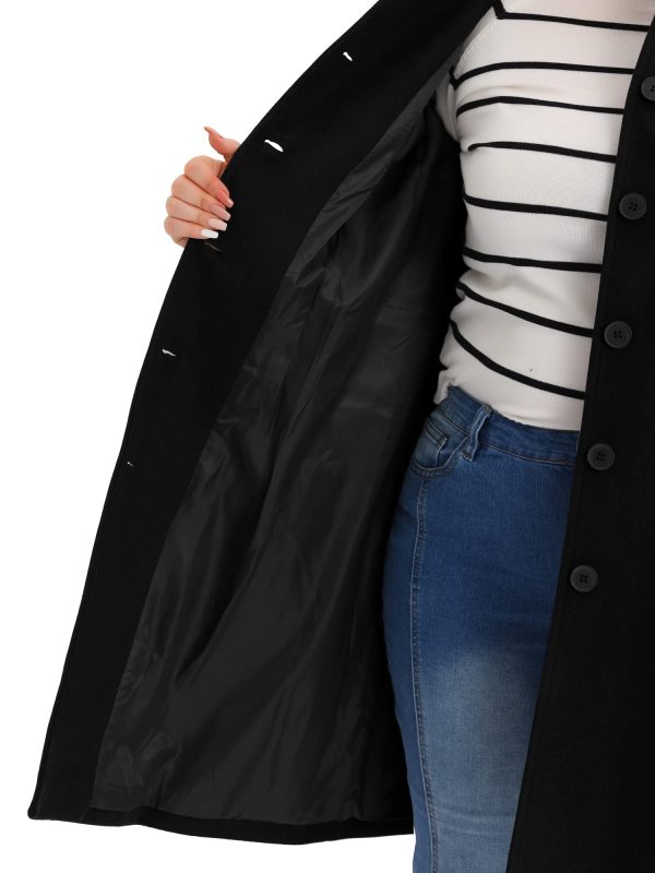 Plus Size Women Long Coats Peter Pan Collar Single Breasted with Pockets Trench Winter Long Peacoat