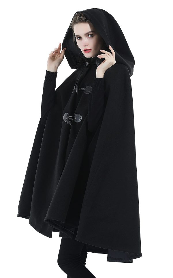 Cape Coat Women Hooded Poncho Cloak Vintage Plus Size Outwear Winter
