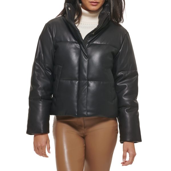 Women's Vegan Leather Quilted Shorty Puffer