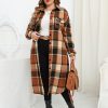 2024 Women's 0X-5X Plus Size Long Flannel Plaid Shacket Jacket Oversized Button Down Coats Shirts with Pockets