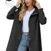 Long Rain Coat for Women Packable Rain Jacket Womens Waterproof Raincoat Lightweight Hooded Windbreaker Trench Coat