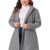 Peacoat for Women Plus Size Elegant Single Breasted Detachable Hooded Overcoat Trench Coat Jacket