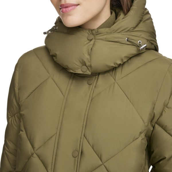 Womens Diamond Quilted Long Puffer Coat