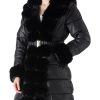 Puffer Jacket Women Winter Fur Lined Coat with Long Fur Collar Hooded Cold-resistant, Warm Bubble Overcoat