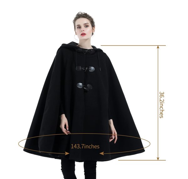 Cape Coat Women Hooded Poncho Cloak Vintage Plus Size Outwear Winter