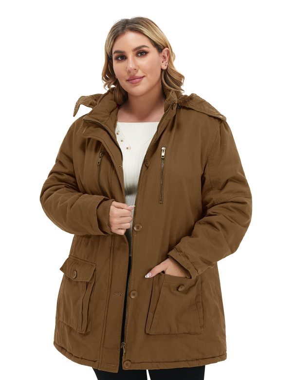 Women's Winter Plus Size Thickened Cotton Coat with Detachable Hood