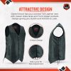 Daniel Smart Men’s leather Vest–Classic Side laces Black Unique Design Motorcycle leather vest with Inside Carry Pocket