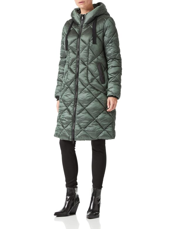 Women Long Heavy Puffer Coat Diamond Quilted Thermal Thicken Winter Parka Windproof Jacket with Hood