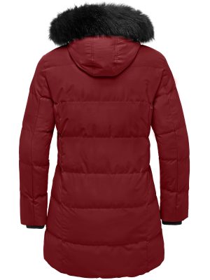 Women's Plus Size Winter Long Quilted Thicken Puffer Coat with Faux Fur Hood
