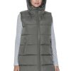 S.E.B Women's Long Reversible Puffer Vest with Hood, Puffy Sleeveless Vest Reverses to Lux Faux Fur for Winter and Fall