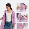 Women's Long Packable Raincoat Waterproof Rain Jacket Lightweight Outdoor Windbreaker with Hood