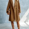 Womens Lapel Peacoat Winter Double-Breasted Outerwear Mid Long Jacket Casual Trench Coat