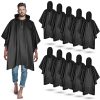 10 Pcs Rain Ponchos for Adults with Drawstring Hood Reusable Raincoats Waterproof Plastic Rain Jacket Thickened Raincoats for