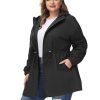Women's Plus Size Long Hooded Raincoat Lightweight Waterproof Windbreaker Jacket