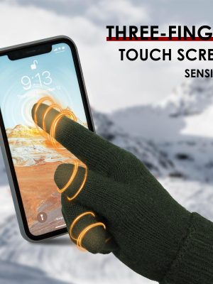 Women Winter Gloves, Touch Screen Texting Gloves, Elastic Soft Warm Knit Lined, One Size